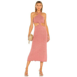 Cult Gaia Cameron Knit Dress in Jaipur pink Large New Womens Midi Cutout